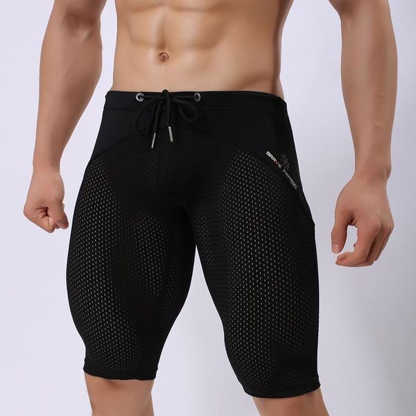 

b2240-2 brand men's fashion transparent shorts breathable bodybuilding solid tights mesh shorts brave person, White;black