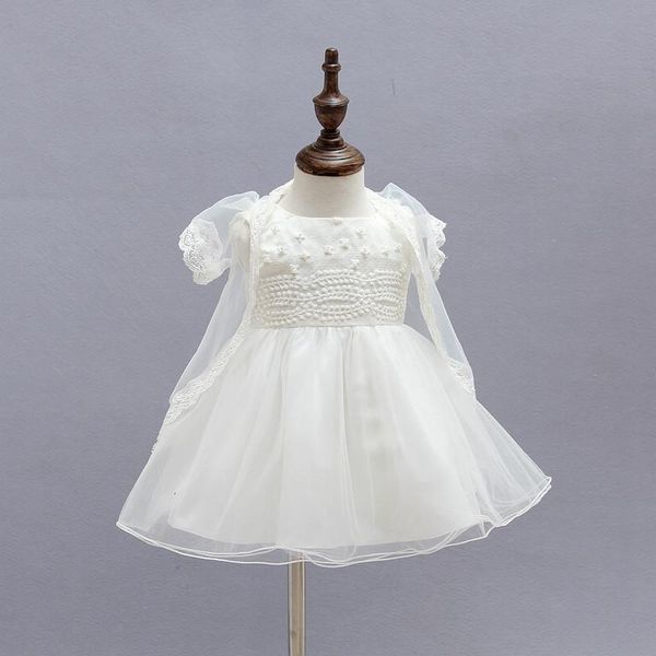 

girl's dresses born baby dress with hat beige embroidery lace girl christening gowns birthday clothing for 6-12m, Red;yellow