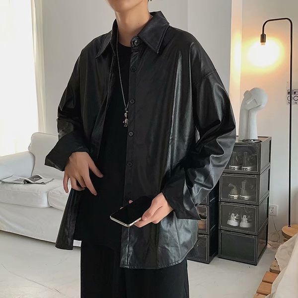

spring and autumn new locomotive men's korean fashion loose casual black coat inschao brand leather jacket, Black;brown