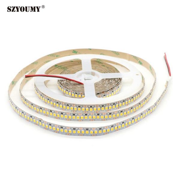

strips szyoumy 100m single row 2835 smd 10mm pcb 1200 led strip dc12v ip20 non waterproof flexible light 240 leds/m white warm
