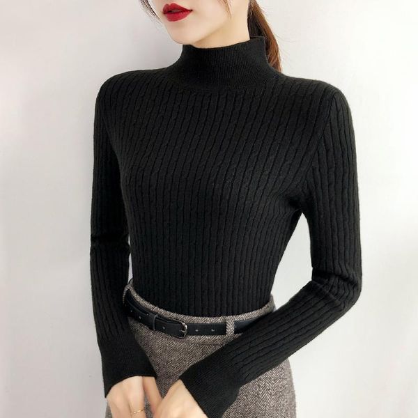 

women's sweaters sweater female build winter 2021 western style lady tight knit unlined upper garment of cultivate morality, White;black