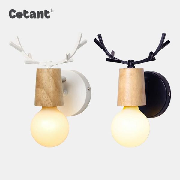 

cetant nordic minimalist wall lamp mini cartoons antlers bedroom study wall-mounted children's interior lighting led lamps e27