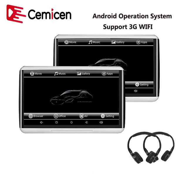 

cemicen 10.6 inch android 6.0 3g wifi car headrest monitor hd 1080p video player touch screen support mp5/usb/sd/fm/ir/bluetooth