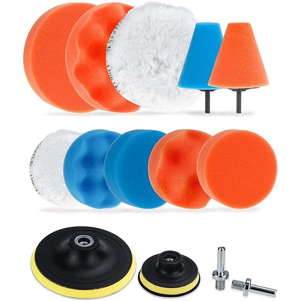 

care products car polishing pad, 14pcs 3 inch / 5 foam waxing buffing pad kit compatible with buffers m10 drill