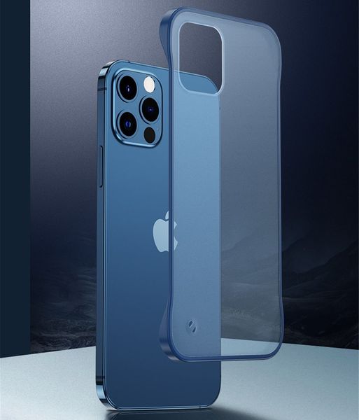 

10pcs ultra thin frameless phone case for iphone 12 mini 11 pro max xs xr x 6 7 8 plus se2020 transparent matte clear hard cover