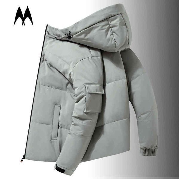 

2021 new fashion hooded thicken coats casual solid color zipper parkas ets mens warm white duck down et, Black;white
