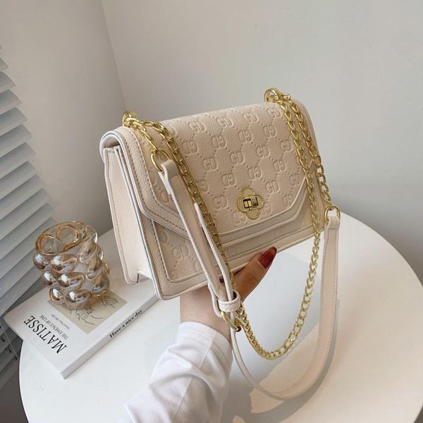 

evening bags luxury texture 2021 summer fashion designer pu shoulder ladies leather bag embossed retro crossbody chain small square