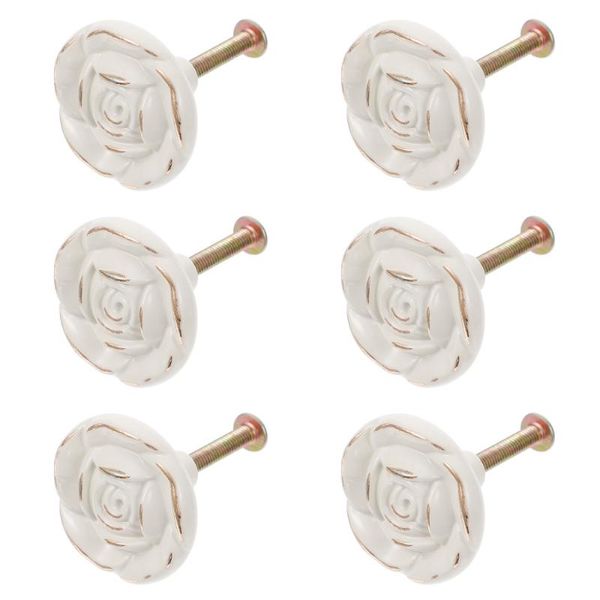 

handles & pulls 6pcs rose flower shape cabinet knobs drawer cupboard for home