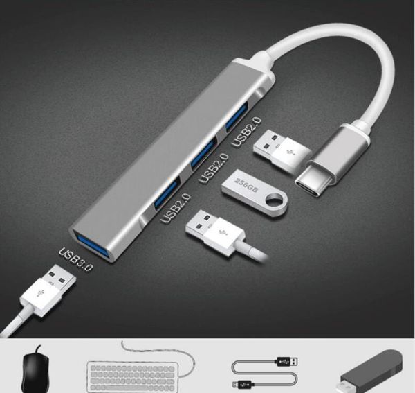 

usb hub type c 4 port multi splitter adapter otg for lenovo macbook pro air pro pc docking station splitter computer accessories