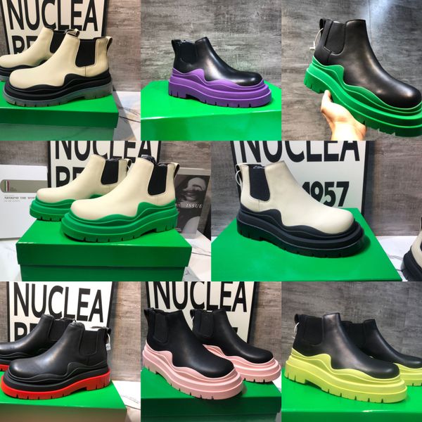 

2021 european and american style women's leather boots with multi-color outsole, complete packaging, sizes 35-45, Black