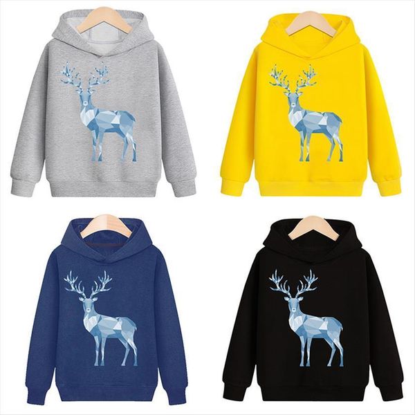 

sweatshirts hoodies cartoon clothing toddlers teenage boys girls kids children clothes print deer autumn, Black