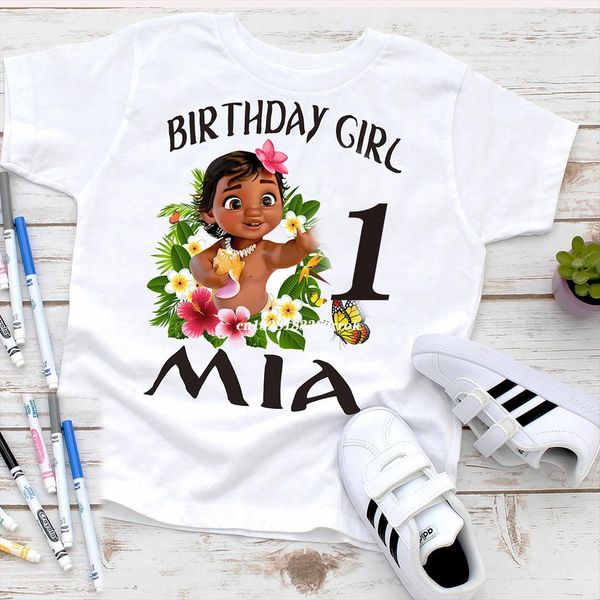 

fashion girls birthday t shirt kids cartoon moana ocean romance children short sleeve 0459, Blue