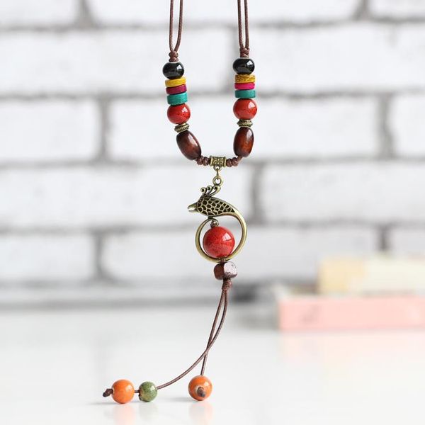 

pendant necklaces 2021 peacock necklace for women tassels colorful bead and wood boho bijoux fashion jewelry statement maxi, Silver