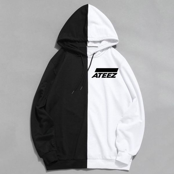 

kpop ateez design men women hoodies hoody sweatshirt brand spring autumn streetwear patchwork sudaderas clothing, Black