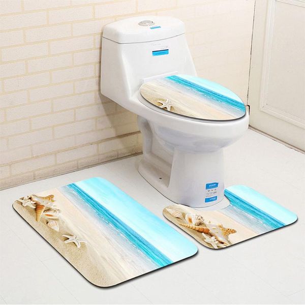 

bath mats 3pcs/set bathroom mat set anti-slip kitchen carpet toliet rug washable beach style