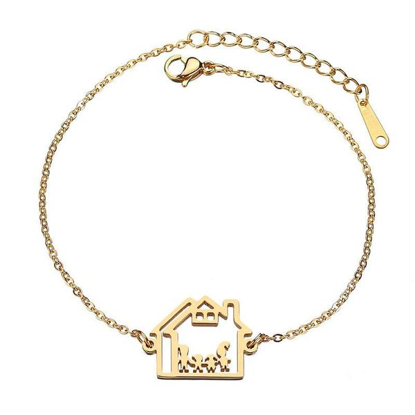 

charm bracelets 2021 simple family bracelet for women father mother son daughter chain link titanium steel jewelry drop, Golden;silver