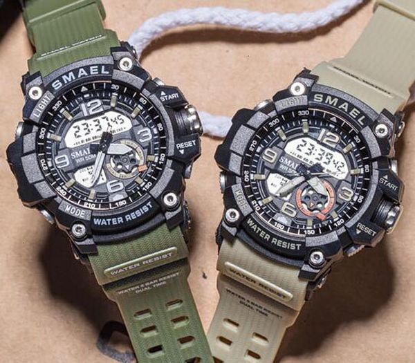 

wholesale new smael 1808 quartz ditigal mens womens watch multifunction boy green tup strap student sport watches a06c2, Slivery;brown