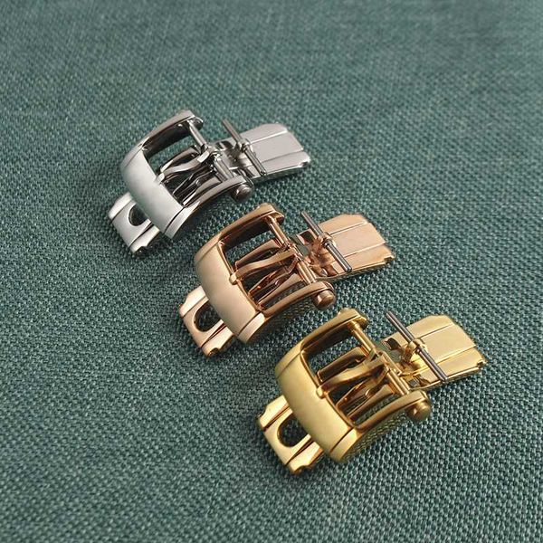 

watch bands for stainless steel depolyment butterfly clasp buckle, Black;brown
