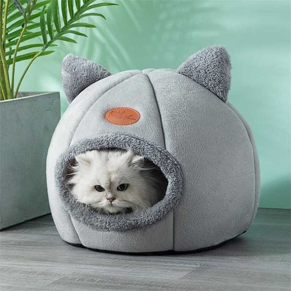 Profundo do sono conforto no inverno Cama de gato Pequena cesta de calça de cachorro pequeno produtos animais de estimação barraca aconchegante caverna cama interior camufante gato 211111