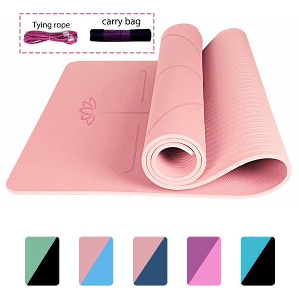 

yoga mats tpe mat with position line non slip carpet for beginner environmental fitness gymnastics 1830*560*6mm