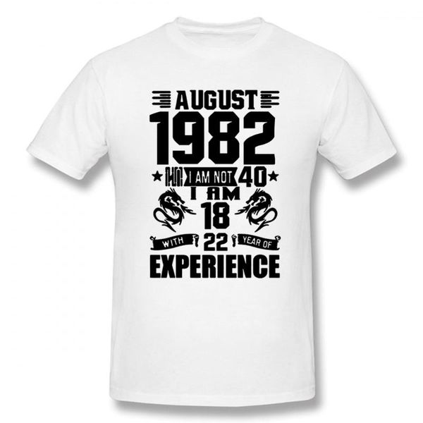 

men's t-shirts 2022 funny in august 1982 40 years of being awesome t shirts birthday graphic cotton short sleeve o-neck harajuku t-shir, White;black