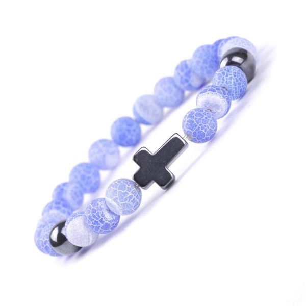 

beaded, strands charm jesus cross weathered stone bracelet women color beads men bracelets bangles rosary jewelry, Black
