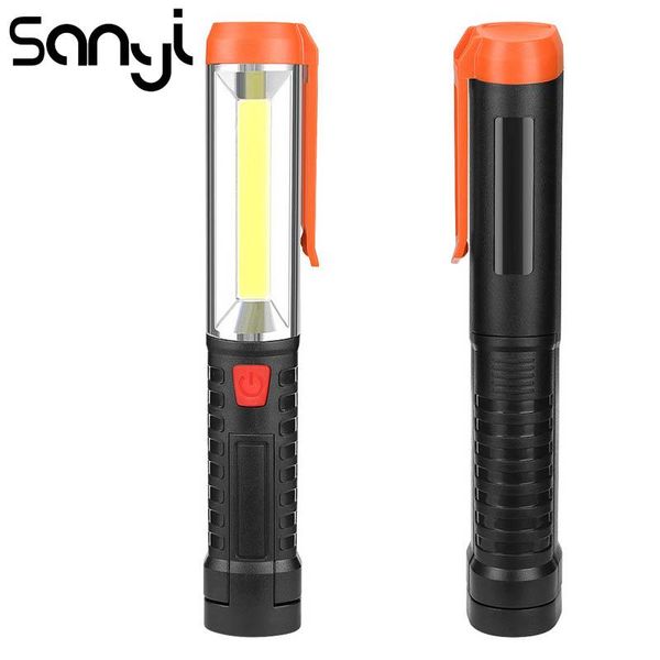 

sanyi 1 mode lighting cob led portable torch by 3* battery camping working lamp