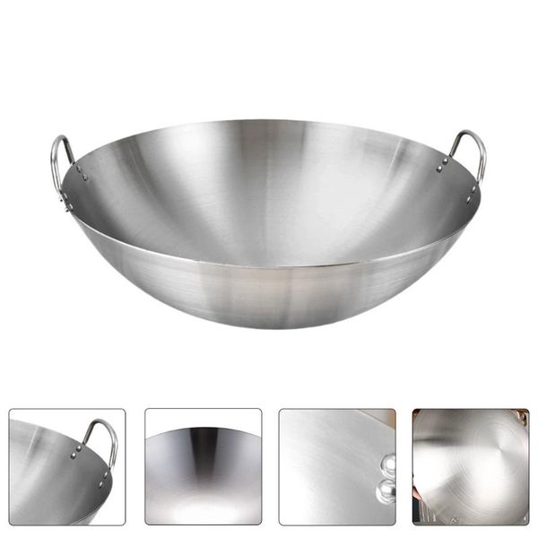 

pans 1pc durable cooking pot stainless steel wok frying pan for home use