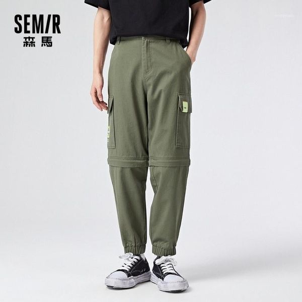 

men's pants semir casual men 2021 spring loose jogging trousers functional wind overalls trendy pants1, Black