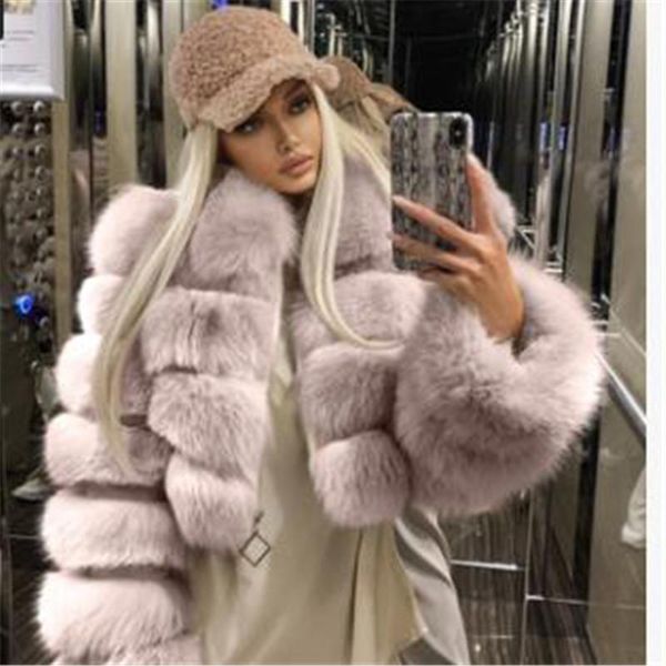

women's fur & faux 2021 winter coat fashion short lapel imitation stripe cut ourterwear streetwear ladies chic thin, Black