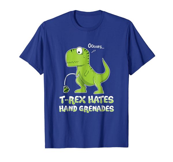 

funny t rex hates hand grenades shirt - military joke gift, White;black