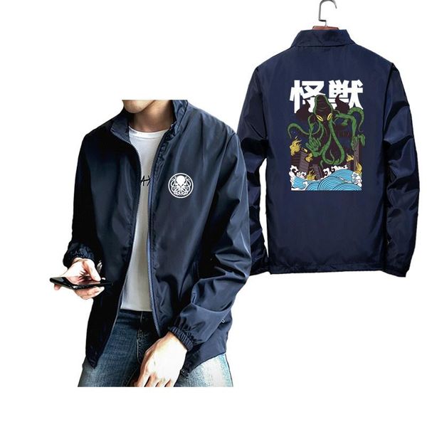 

men's jackets call of cthulhu lovecraft funny jacket men deep sea monster ocs casual windbreaker coat male oversized harajuku streetwea, Black;brown