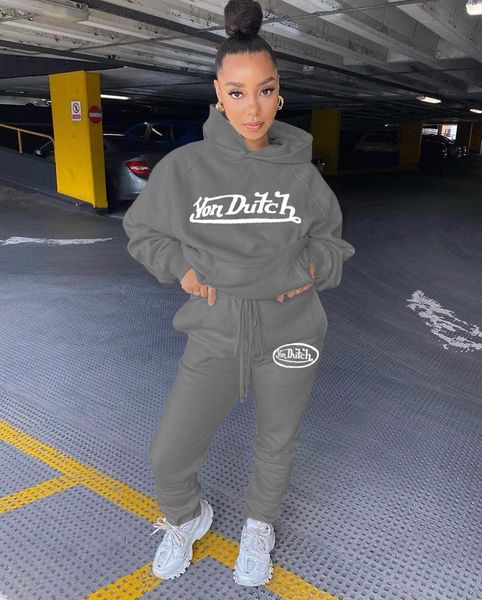 

women's 2-piece sportswear, letter suit, hoodie, thick pants, winter wear, new collection 2021 rsuh, Gray