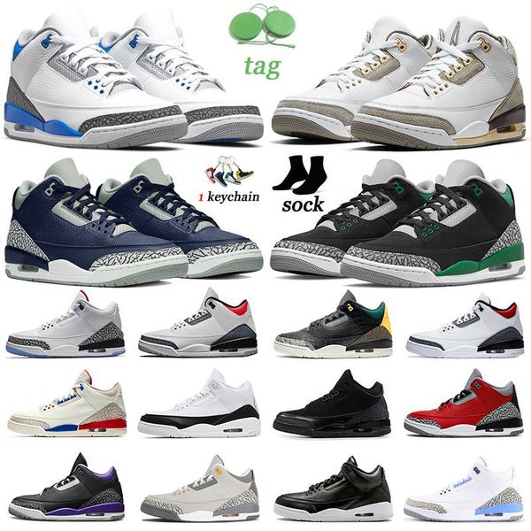

jumpman 3s men basketball shoes 3 pine green medium grey sneakers racer blue midnight navy pure white mens trainers outdoor sports shoe