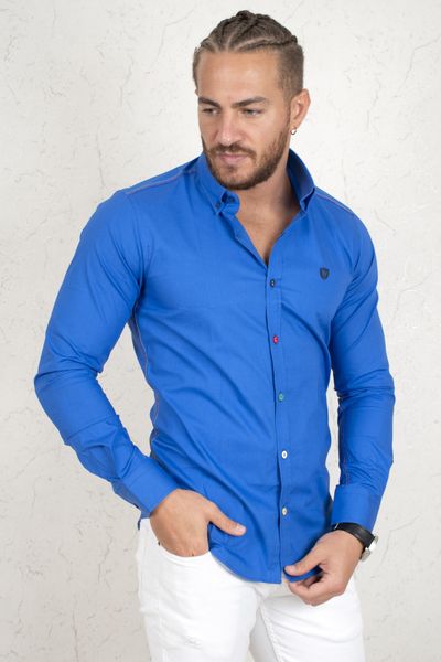 

Saks Blue Collar Cotton Men 's Shirt 2003111 Fjtg, White;black