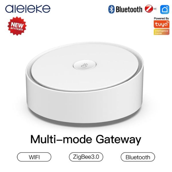 

smart home control aleleke multi-mode gateway zigbee wifi bluetooth mesh hub work with tuya app 200 device support alexa google