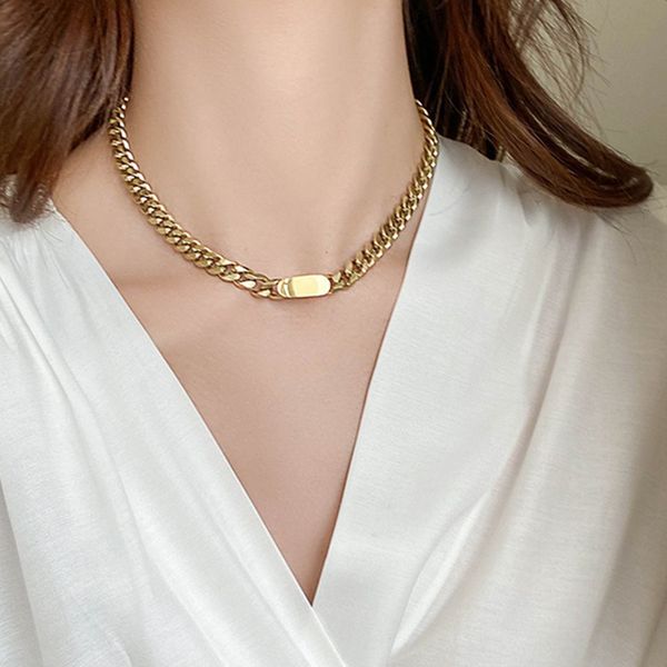 

us stock fashion stainless steel letter gold cuban link chain necklace bracelet for mens and women party lovers gift hip hop jewelry