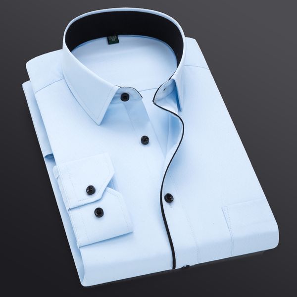 

mens clothing wedding shirt long sleeves men dress shirts man business party solid casual shirt work wear formal slim male shirt xxl, White;black