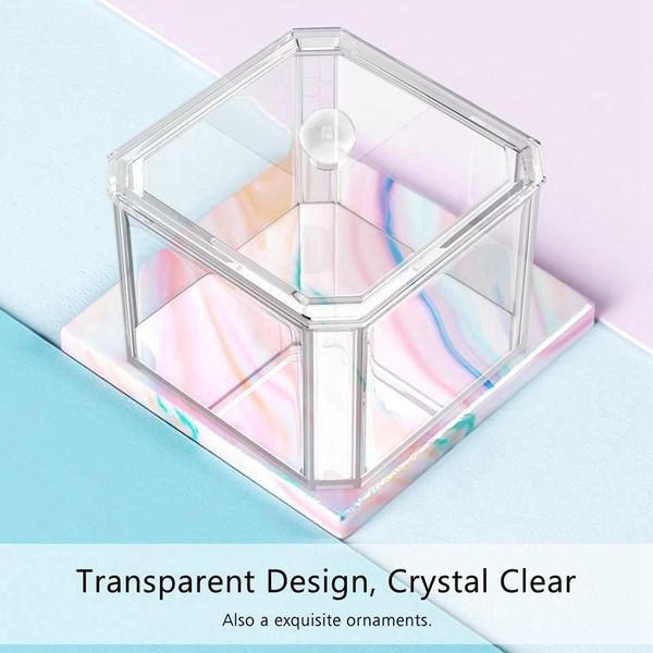 

bathroom storage & organization cotton swab dispenser clear ball holder bud box, cosmetics makeup box orga
