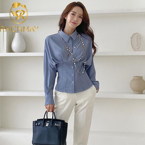 

women's blouses & shirts 2021 spring and autumn korean temperament women loose bat sleeved slim fashion office lady shirt, White