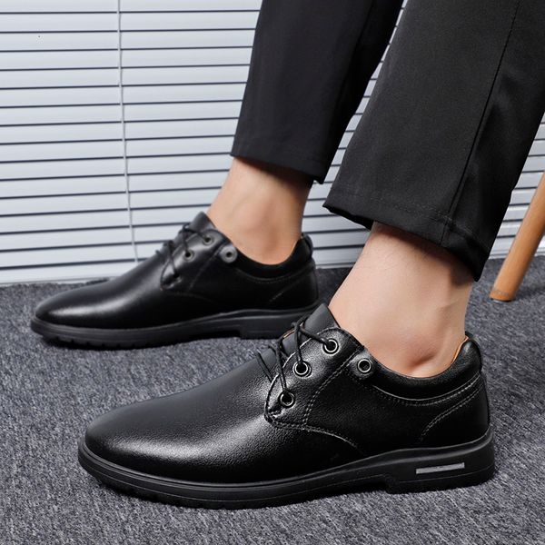

dress shoes leather mens lace up oxford for men formal wedding luxury brand business men sapato social f84o, Black