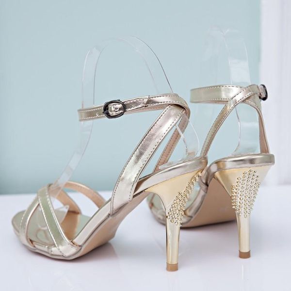 

dress shoes big size 9  11-16 high heels sandals women woman summer ladies open toe buckle cross strap, Black