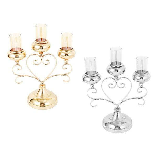Castiçal de vidro decorativo de titulares de vela com 3 candelabres para casamento sala de jantar