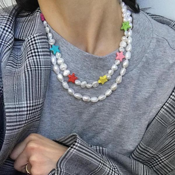 

pendant necklaces evil eye beads charms necklace pearl women jewelry handmade exquisite beaded bead freshwater accessories, Silver