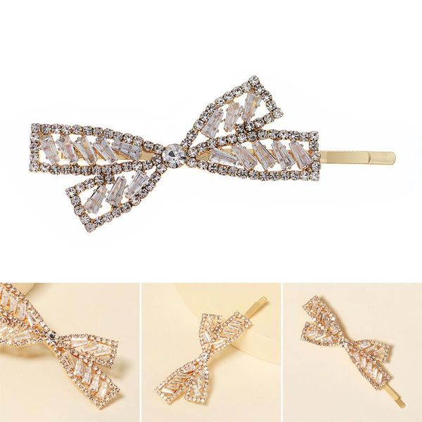 

Hair Clips & Barrettes Rhinestone Bow Enamel Hairpin Geometric Figure Simple Metallic Fashionable Bobbys Pins For Women Girls AIC88, Golden;silver