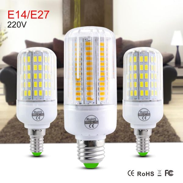 

bulbs foxanon e27 led lamp ac220v smd 5730 e14 light 24 30 42 64 80 89 108 136leds corn bulb chandelier for home lighting