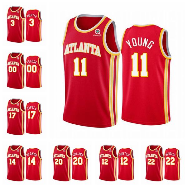 

2020/21 men cam reddish trae young swingman city basketball jersey atlanta hawks new red icon edition, Black;red