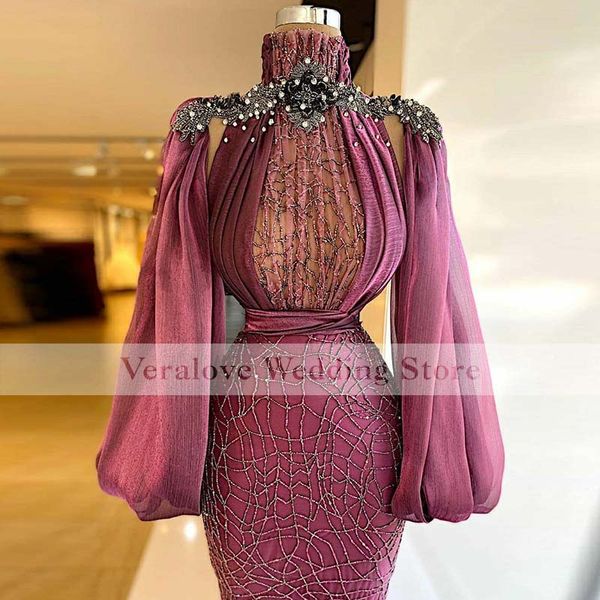 

newly 2021 long sleeves mermaid evening dresses for woman night wear prom party gown plus size abendkleider, Black