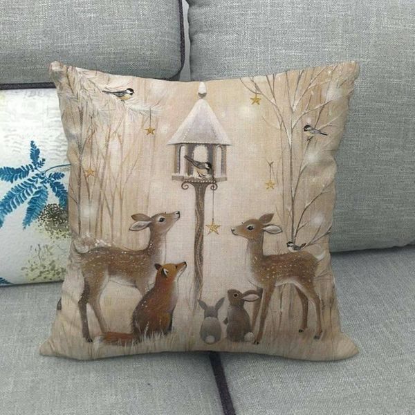 

christmas decorations for home throw pillowcase linen cushion cover year xmas decoration natale cartoon elk