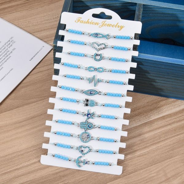 

new crystal bead beaded woven alloy inlaid millet bead 12 card bracelet, Golden;silver